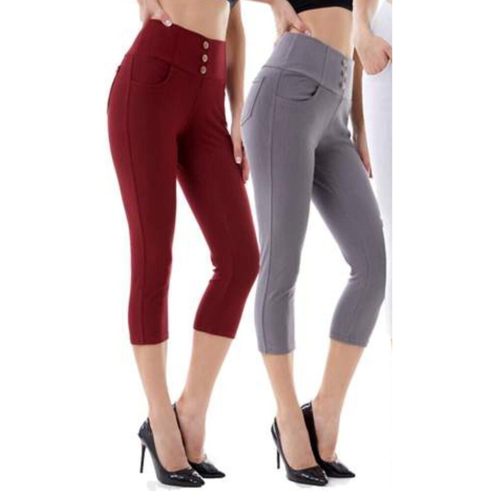 JVINI 2-Pack Women's High-Waist Stretchy Capri Jeggings W/ Pockets Size 1XL NEW